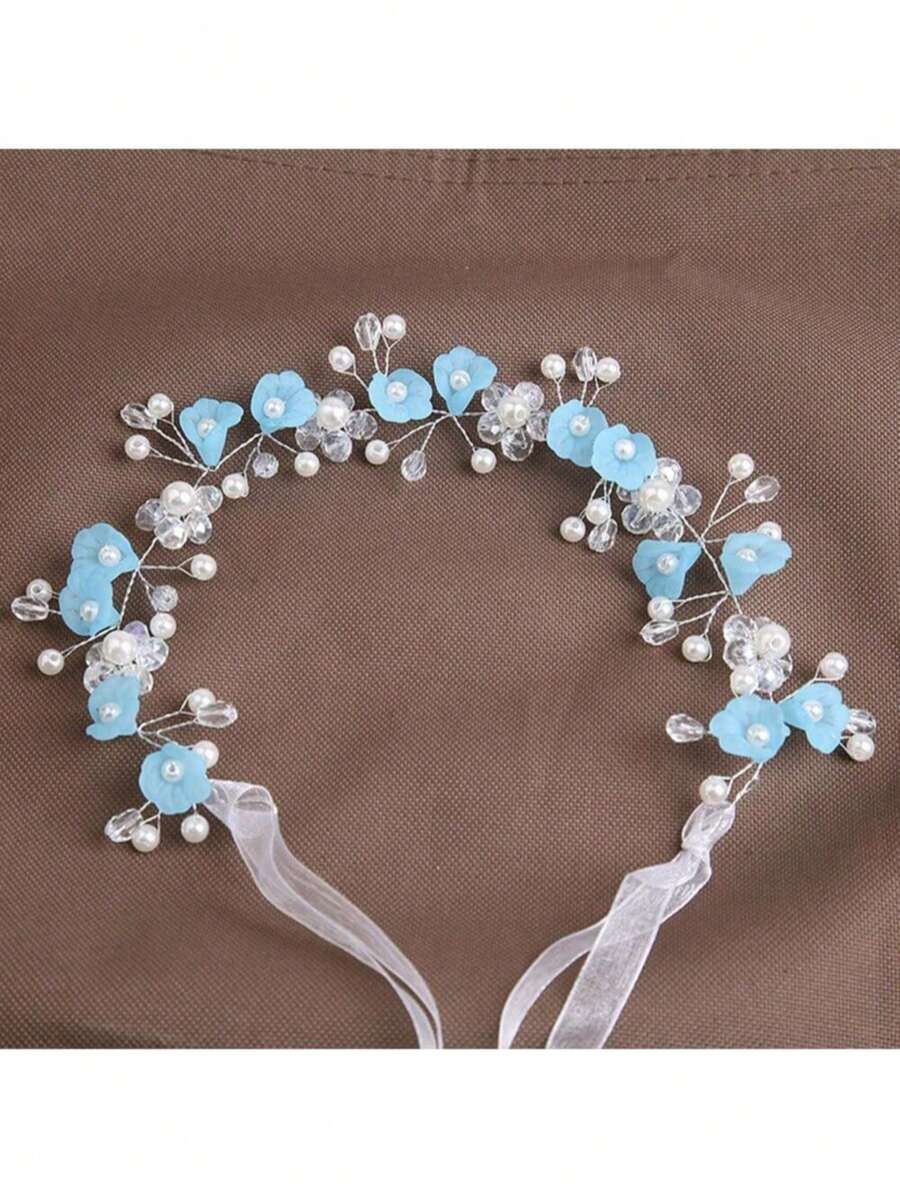 إكليل رأس بتصميم زهرة بيضاء لفتيات، تاج أميرة كملحق للشعر لأداء الرقص/العرض، بأسلوب كوري