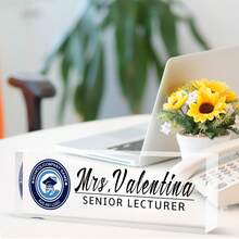 Customized Acrylic Desktop Nameplate - Personalized Office Decor, Suitable For Colleagues, Bosses, Teachers, Nurses - Ideal Employee Appreciation Gift (With Logo), Office Desk Accessory - Multicolor - View 3