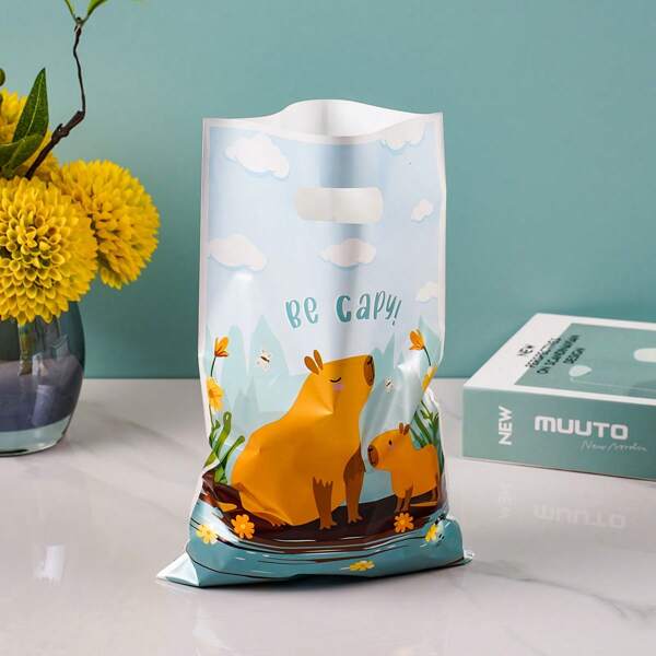 50 piezas Bolsas de regalo con estampado de animales lindos, bolsas de tela duraderas y ligeras, adecuadas para bodas, baby showers, cumpleaños y regalos de despedida de soltera