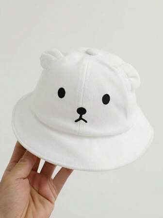 1 件可爱幼儿熊网眼太阳帽，透气通风儿童帽适合春夏季穿着，用途广泛