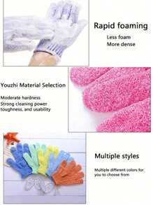 「Reversible Exfoliating Shower Gloves Reusable Body Scrub Mitts For Dead Skin Removal, Back Scrubbing & Spa Cleansing Tools」