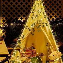 New LED Battery Box Climbing Vine Light String Sweet Potato Leaves Outdoor Copper Wire Vine Waterproof Decoration Light - Warm White - View 5