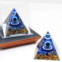 1pc Natural Crystal Lapis Lazuli Chip Evil Eye Sphere Ball Resin Orgone Pyramid Healing Gemstone Pebble Energy Rock Decor Holiday Gift