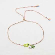 Colar com pingente de peixe de cerâmica boêmio colorido para mulheres, gargantilha ajustável de corda multicolorida, perfeita para férias de verão na praia e festivais de música, joias de férias estilo boêmio ajustável