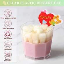 25/50 unidades Tazas de postre de plástico, tazas de postre octagonales de 160ml transparentes para parfait, entremés, reutilizables, cuencos de servir para postre, pudín, mousse para fiesta (7.2 X 6.5cm)