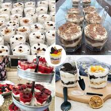 25/50 unidades Tazas de postre de plástico, tazas de postre octagonales de 160ml transparentes para parfait, entremés, reutilizables, cuencos de servir para postre, pudín, mousse para fiesta (7.2 X 6.5cm)