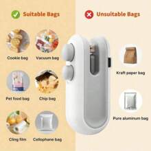 Portable Snack Sealing Machine, Manual Plastic Bag Sealer, USB Chargeable, 150mAh Lithium Battery, Compact Kitchen Food Service Equipment
