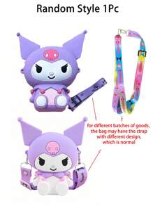 Sanrio 1Pc Genuine Sanrio Series Shoulder Bags Hello Kitty Kuromi Melody Sitting Position Crossbody Bag Kitty Cat Anime Character Silicone Purse Decorate Accessories (Some Parts May Be Random), Hello Kitty Pink, Pompompurin