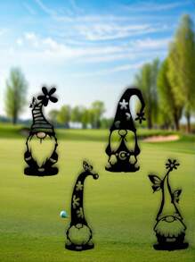 Nordic Style Metal Material, Striped Pointed Hat Long Beard Santa Gnome Silhouette, Unique Aesthetic And Sturdy Quality, Metal Garden Decor Rustic Charm - Suitable For Garden Decoration, Balcony Arrangement, Yard Landscaping, Indoor Corner Accents, Christmas Decoration