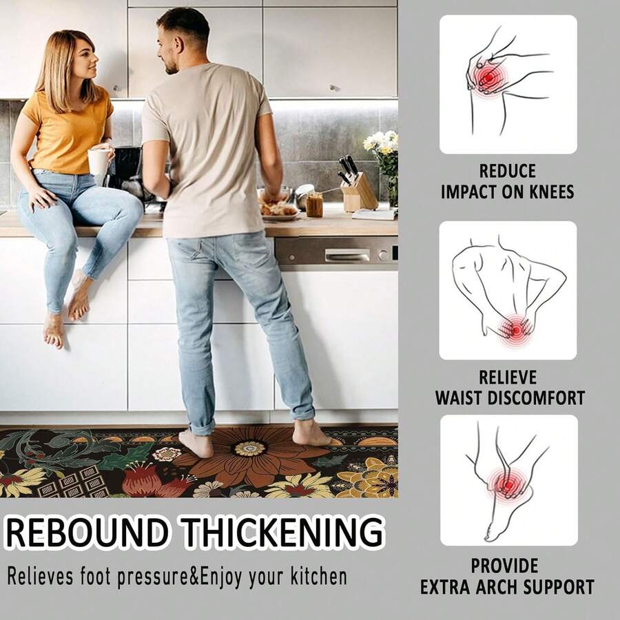 Local Shipping- Rug Standing Mat Cushioned Kitchen Rugs Comfort Doormat 17"X47"+17" X30"Bulijojo Black Ink Abstract Marble Anti Fatigue Kitchen Floor Mats Set Of 2 Waterproof Kitchen Sink Runner - Bohemian - View 1