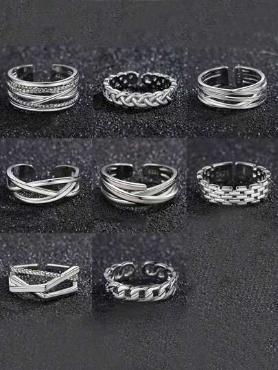 1 pezzo Anello da uomo con design unico e apertura ad anello, in lega con aspetto vintage consumato e intrecciato