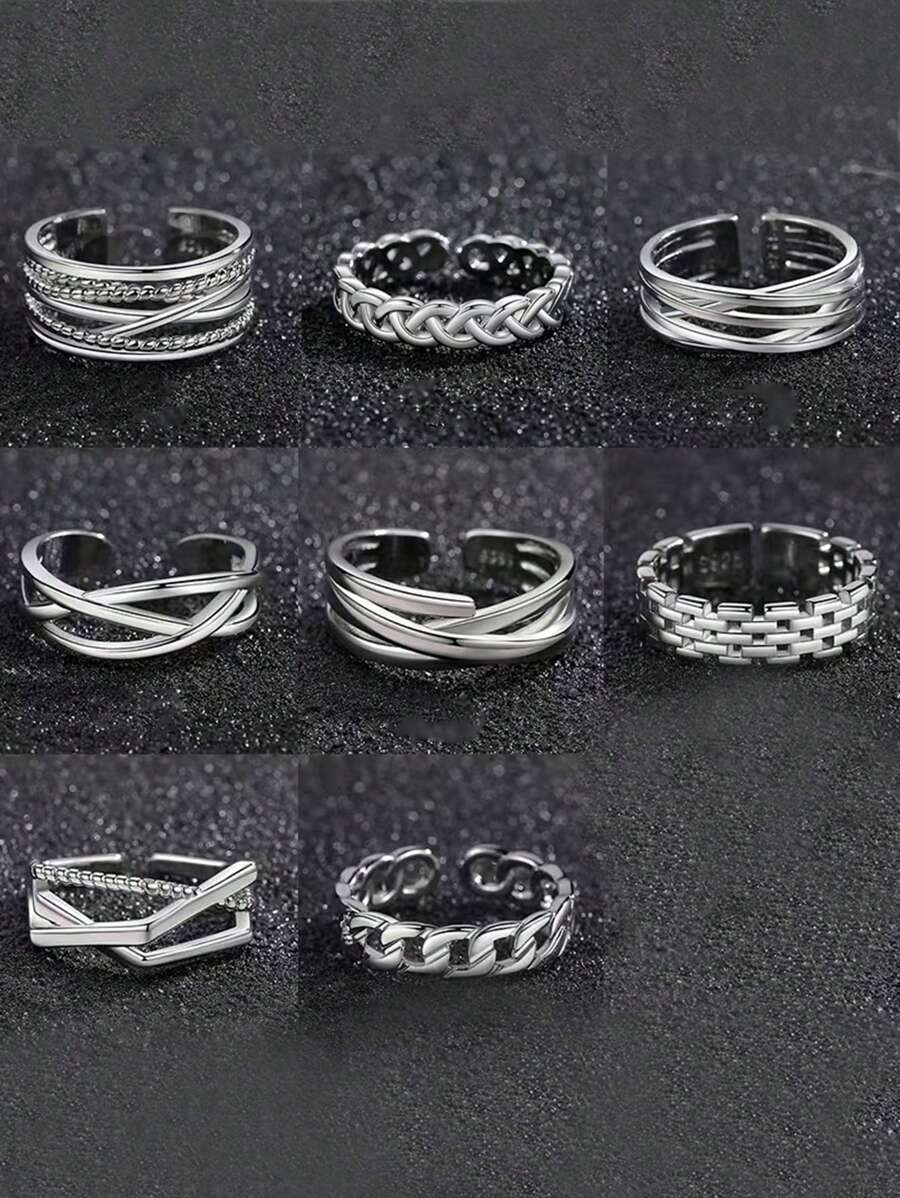 1 pièce Bague chaîne unique et ajourée pour homme, bague en alliage au look vintage usé tressé