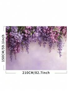 1pc Purple Wisteria Vine Wall Photography Backdrops Green Leaves Flowers Wall Party Banner 59.1*39.4/82.7*59.1/106.3*70.9 Inches Floral Newborn Shower Birthday Wedding Photo Background Indoor Outdoor Decoration Supplies