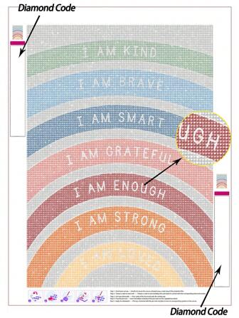 1pc 5D DIY Diamond Painting Rainbow Affirmation Wall Art, Inspirational Diamond Art Painting For Room, Living Room Or Classroom, Diamond Painting Tools Kits Included Diamond Painting Diamond Art