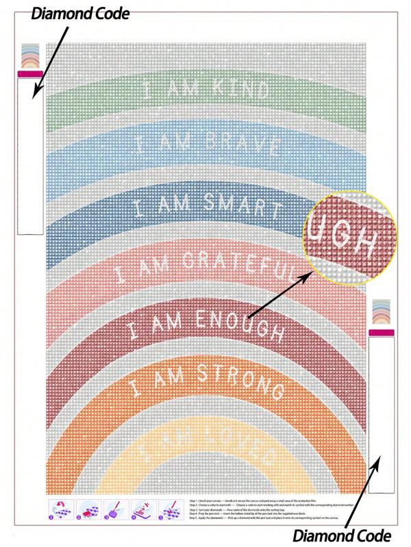 1pc 5D DIY Diamond Painting Rainbow Affirmation Wall Art, Inspirational Diamond Art Painting For Room, Living Room Or Classroom, Diamond Painting Tools Kits Included Diamond Painting Diamond Art