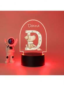 1 szt. Spersonalizowany prezent z 26 literami przedstawiającymi dinozaury i inne zwierzęta, idealny dla chłopców, dziewcząt lub przyjaciół. Lampka nocna LED z efektem świetlnym 3D, ciepłe światło, prezent urodzinowy, oświetlenie dekoracyjne, lampka biurkowa, oświetlenie nocne. Nadaje się na Walentynki, jako dekoracja walentynkowa. Wodoodporny, odporny na pleśń, modny.