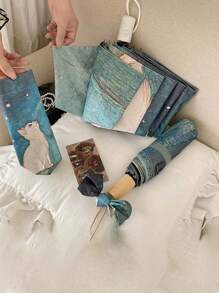 1pc High-Quality Cute Cartoon Folding Umbrella, Fully Automatic Anti-UV, Windproof, Sunshade And Rain Use, Portable Parasol