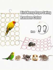 1 pieza Juguete de red y cuerda de escalada para ratas para jaula, percha de cuerda, columpio, puente de cuerda, hamaca colgante, juguete de actividad para animales pequeños como ratones, ratones, loros, pájaros (color aleatorio) - Multicolor - Ver 3