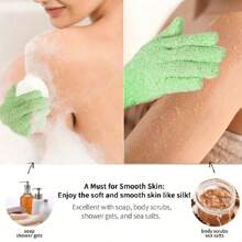 「Reversible Exfoliating Shower Gloves Reusable Body Scrub Mitts For Dead Skin Removal, Back Scrubbing & Spa Cleansing Tools」