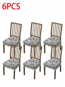 1/2/4/6pcs Printed Stretch Removable & Washable Dining Chair Seat Covers Room Decor Home Decor