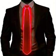 LED Light-Up Necktie - Neon EL Wire, Clothing Accessory For Jackets And Shirts, Suitable For Parties, Performances, Halloween, Role-Playing, Bar Atmosphere - Elegant Style, Batteries Not Included