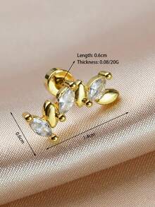 1pc Stainless Steel Crystal CZ Star Stud Earrings, Unisex, Suitable For Ear Cartilage, Helix, Tragus, Lobe, Inner Conch Piercing Jewelry - A Round Earring - View 23