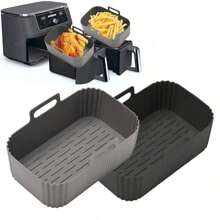 1 pièce/2 pièces Doublures en silicone FlexiBake Pro pour friteuse à air - Plaque de cuisson universelle antiadhésive pour Foodi/Dual DZ201/Cosori, résistante à la chaleur jusqu'à 260°C et lavable au lave-vaisselle, tapis rectangulaire réutilisable pour rôtir, frites, légumes - Accessoires de cuisine sans odeur pour la maison, le camping, le restaurant