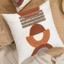 1 件/2 件套 DC 半圆形图案靠垫套，帆布圆形刺绣工艺品，北欧风格家纺，客厅卧室沙发装饰靠垫套，节日派对户外花园装饰枕套，30*50cm 45*45cm，无填充物 - 棕色 - 查看 13