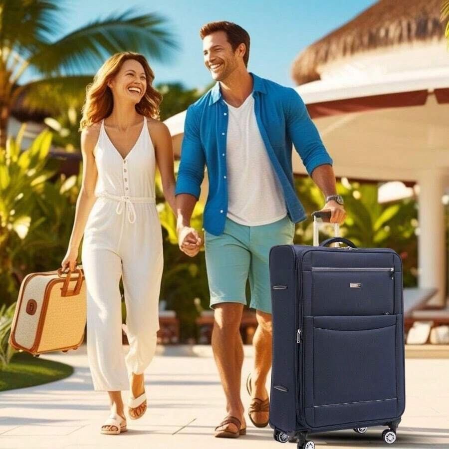 Luggage Starlite Lightweight WLS08 Large 28 Suitcases 4 Wheel Spinner Navy - Navy - View 1