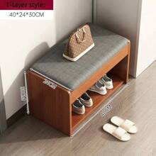 Étagère à chaussures en bois avec coussin pour l'entrée de la maison, organisateur de rangement de chaussures intérieur anti-poussière avec zone d'assise, nouveau style