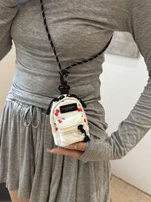 迷你小袋帆布零钱包，旅行战术包，适用于 、耳机、Galaxy Buds、硬币、钥匙、纸币 - 斑马纹、豹纹、奶牛纹、樱桃纹、雏菊纹