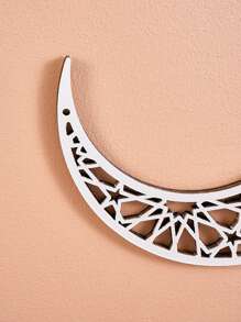 1pc Creative Wooden Hollow Hexagon, Octagon, Moon Shape Decor Hanging Ornaments, Modern Wooden Mirror Design Cozy Interior Wall Decor Hanging Accessories, Suitable For Holiday Party Decorations, Home Decor Gifts