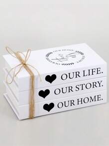 4pcs/1pc OUR HOME/LIFE/STORY Fashionable Decorative Fake Books Set. Ideal For Room, Bedroom, Bathroom, Birthday, Wall Decor. Suitable For Homes, Cafes, Hotels. Folded For Delivery, Assemble Per Last Image Or Video.