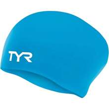 Tyr Adult Long Hair Wrinkle-Free Silicone Swim Cap - Light Blue - View 4