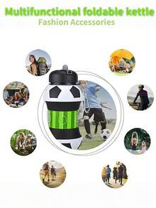 1pc Silicone Folding Water Bottle Children/Adult Basketball Football Sports Water Cup Large Capacity 550ML Anti-Drop Wear-Resistant And Leak-Proof Design Anti-Drop Silicone Odorless And Outdoor Mountaineering Cycling Travel Hiking Competition Rest Hydration Team Sports Equipment Portable Foldable Compression Water Bottle Portable Lightweight Storage - Multicolor - View 6