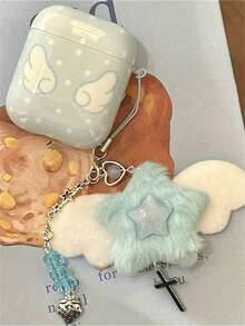 可爱小清新蓝色波点翅膀带吊坠耳机盒 兼容1 2 3 4保护壳软套 兼容Pro 2 Pro 3 - 波點翅膀 - 查看 4