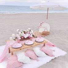 2 pièces l'ensemble : 1 nappe et 12 serviettes, tissu à fromage, style bohème campagnard, couleur crème, convient pour mariage, shower de mariée, jardin fête, rassemblement familial, anniversaire, décoration de la maison, événements festifs