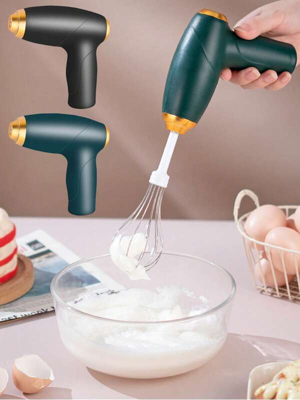 1pc Wireless Electric Hand Mixer, Small Household Egg Beater, USB Rechargeable Handheld Electric Whisk With 3-Speed Self Control, 304 Stainless Steel Whisk And Balloon Whisk For Gifts, Butter Pie, Cake, Biscuits , Christmas Gift, Kitchen