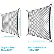 Universal Cargo Storage Net With Elastic Net And ABS Hooks, 27.5x27.5 To 41.3x41.3 Inches, Black Durable Polyester Storage Solution, Camper To Prevent Items From Falling, Flexible And Easy To Install, Universal Car Models, Trunk Accessories