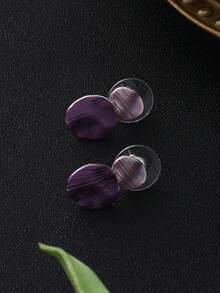 Cring Coco 1 套女士优雅复古波西米亚风格紫色渐变圆形十字交叉锌合金耳环和项链首饰套装，适合日常佩戴和正式场合