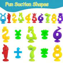 26 pièces Alphabet et 15 pièces Numéros, Jouets d'apprentissage lavables avec ventouses - Jeux interactifs d'orthographe et de comptage, Couleurs aléatoires