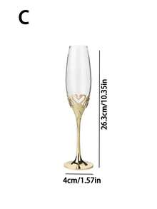 1pc Heart Crystal Champagne Flute With Stainless Steel Base For Wedding, Proposal, Birthday Party, Anniversary, Valentine's Day Gift. This Champagne Glass Has A Transparent Stem And A Heart-Shaped Crystal Decorated With Diamonds Inlaid On The Stainless Steel Base. It Is Suitable For Wedding Couples, Mr. And Mrs. Parties, Anniversary Celebrations, And Valentine's Day Gifts.