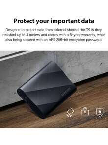 Samsung 1TB/2TB 便携式固态硬盘，黑色 T9 高速外置 SSD，兼容笔记本电脑和台式机 - 黑色 - 查看 7