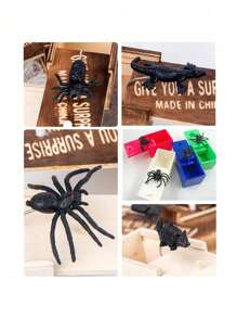 1pc Wooden Spider Prank Box - Funny Gag Gift Practical Joke Kit For Various Room Types, Indoor & Outdoor Use, Holiday Themed For Halloween, Christmas, Easter, Thanksgiving, Without Electricity