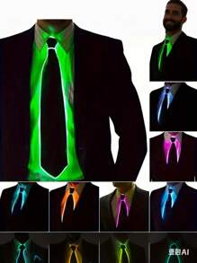 LED Light-Up Necktie - Neon EL Wire, Clothing Accessory For Jackets And Shirts, Suitable For Parties, Performances, Halloween, Role-Playing, Bar Atmosphere - Elegant Style, Batteries Not Included
