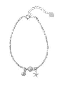 GAGAFEEL 1 Stück Lässig tägliches 925er Sterling Silber Seestern Muschel Armband für Damen, Sommer Strand Outfit und Geschenkidee