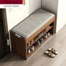 Étagère à chaussures en bois avec coussin pour l'entrée de la maison, organisateur de rangement de chaussures intérieur anti-poussière avec zone d'assise, nouveau style