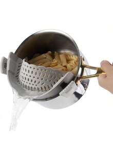 1pc Silicone Clamp Filter, Italian Pasta Filter, Clip On Food Filter Suitable For Meat, Vegetables, Fruits Silicone Kitchen Strainer, Multi-Purpose Food Filtering Tool, Suitable For All Pots And Pans, Easy To Clean, Vegetable Fruit Tools, Kitchen Items, Creative Kitchen Tools, Suitable For Hotels Restaurants, Kitchen Accessories (Gray) - Grey - View 1