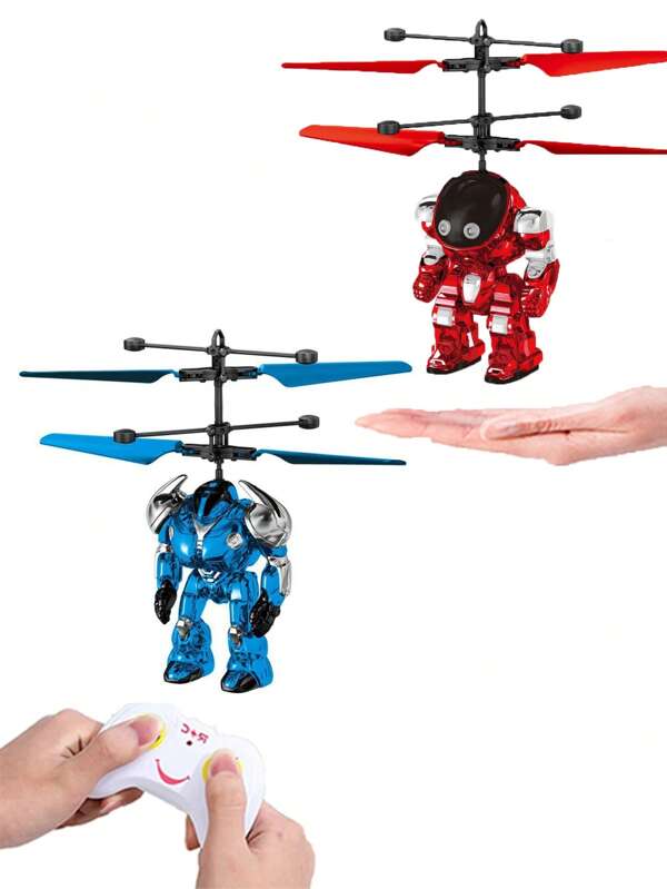 1 Stück Kinder Fernbedienung intelligenter Sensor Roboter, Stoßfestes Material, Infrarot Fernbedienung, Fernsteuerungs Roboter Kindergeschenk, Flugzeug Spielzeug Gesten Sensor Flugzeug Roboter Infrarot interaktives Lernspielzeug mit LED Licht, geeignet für Jungen und Mädchen (mit Fernbedienung-Version und ohne Fernbedienung-Version, uneinheitliche künstliche Bemalung, leichter Messfehler bei manueller Messung)