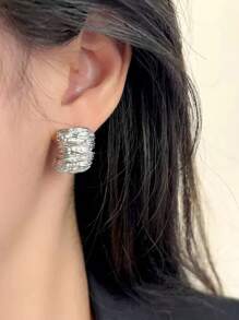 1 par de pendientes de metal con diseño geométrico de moda para mujer, accesorios para fiesta/viaje, joyas gruesas